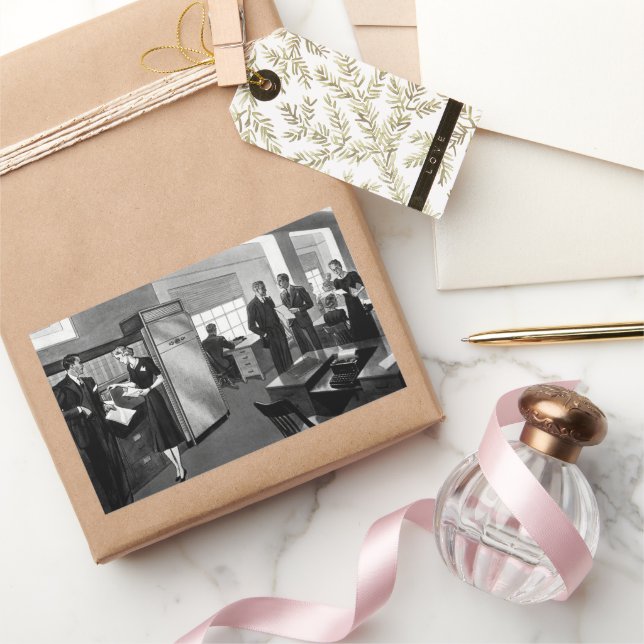 Vintages Geschäft, Führungskraft Geschäftsstelle Rechteckiger Aufkleber (Schenken)