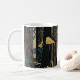 Vintages Geschäft, Holzindustrie, Redwood-Wald Kaffeetasse