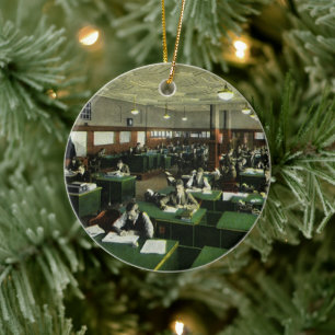 Vintages Geschäft, Journalisten im Zeitungsbüro Keramikornament