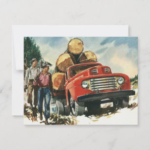 Vintages Geschäft, LKW-Logging mit Lumberjacks