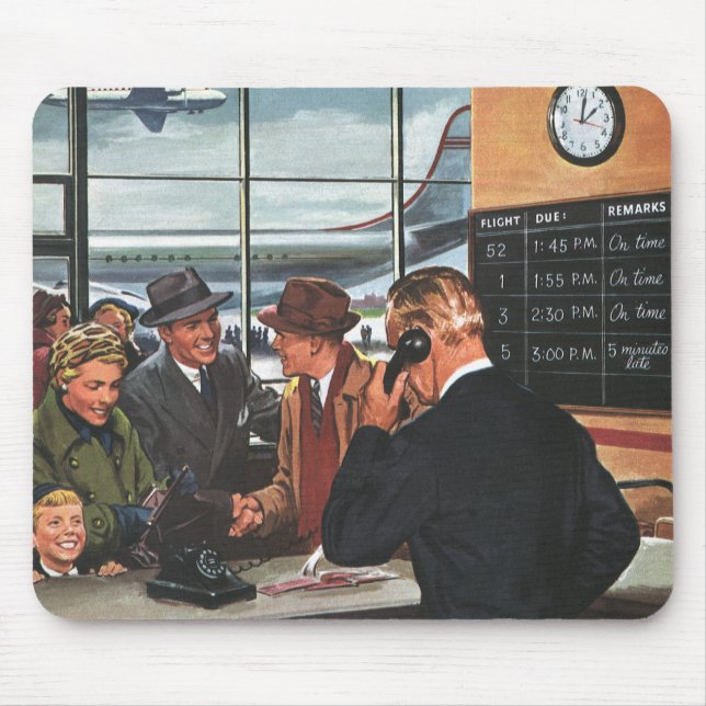 Vintages Geschäft, Mitarbeiter am Airline Counter Mousepad (Vorne)