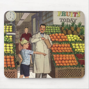 Vintages Geschäft, Obststand mit Grocer und Junge Mousepad