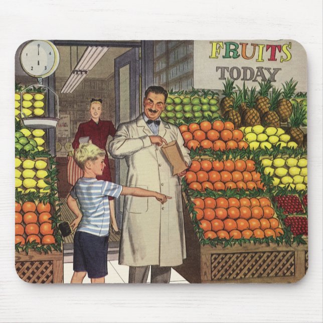 Vintages Geschäft, Obststand mit Grocer und Junge Mousepad (Vorne)