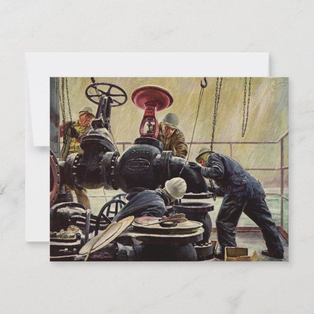 Vintages Geschäft, Ölplattform auf dem Ozean (Vorderseite)