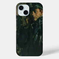 Vintages Geschäft, Polizist auf Notruftelefon