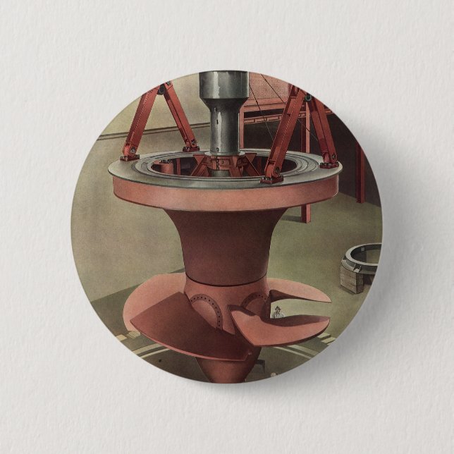 Vintages Geschäft, Riesenwasserturbinenenergie Button (Vorderseite)