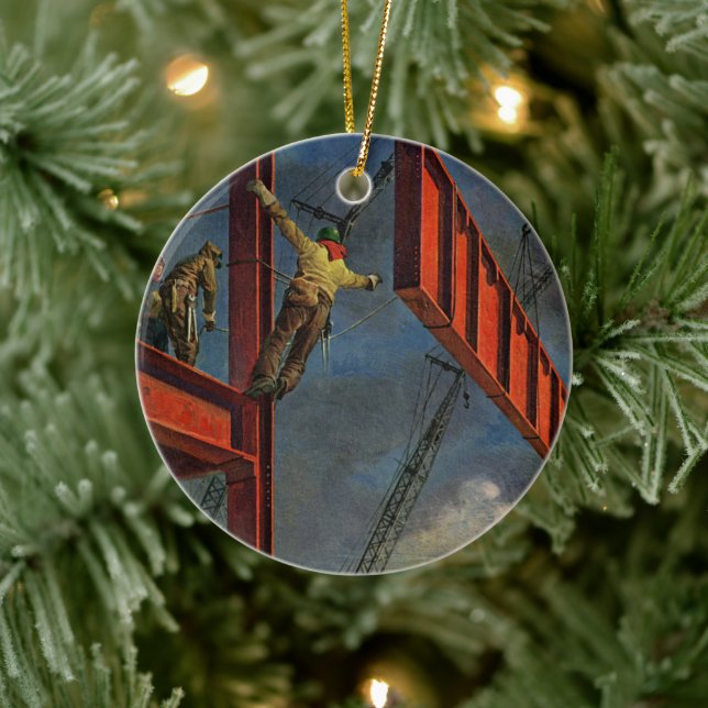 Vintages Geschäft, Stahlarbeiter Keramik Ornament (Baum)
