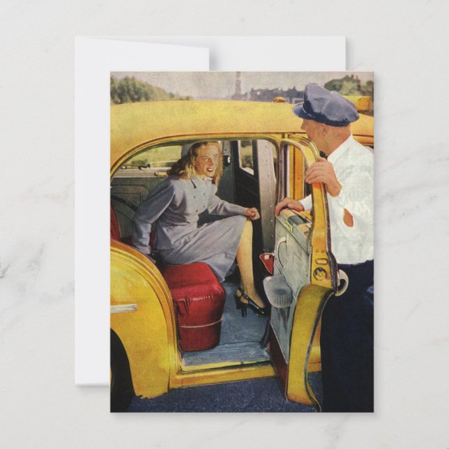 Vintages Geschäft, Taxifahrerin Frau Fluggast (Vorderseite)