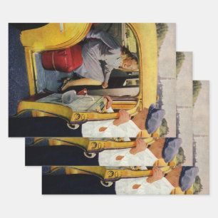 Vintages Geschäft, Taxifahrerin Frau Fluggast Geschenkpapier Set