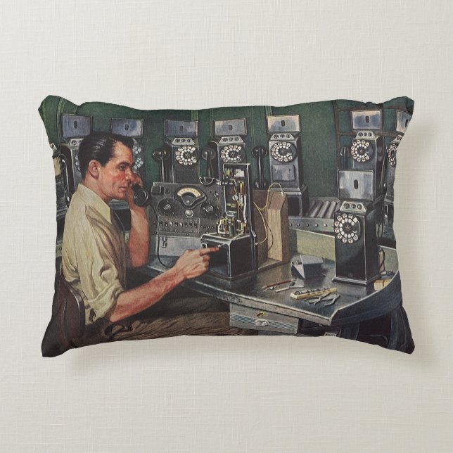 Vintages Geschäft, Telefonreparateur Dekokissen (Vorderseite)