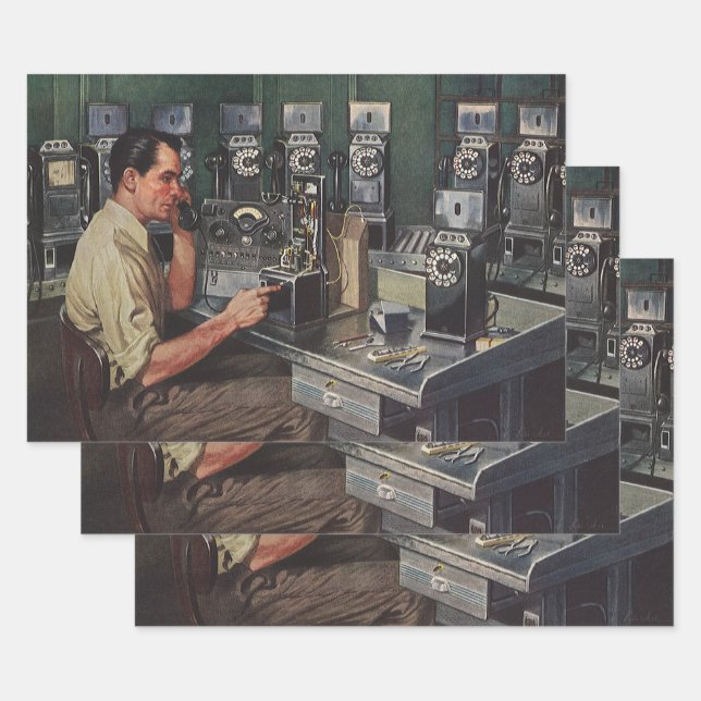 Vintages Geschäft, Telefonreparateur Geschenkpapier Set (Set)