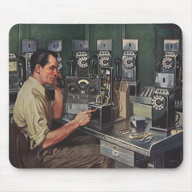 Vintages Geschäft, Telefonreparateur Mousepad (Vorne)