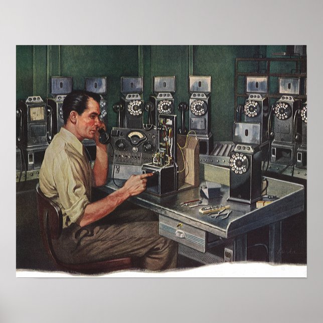 Vintages Geschäft, Telefonreparateur Poster (Vorne)