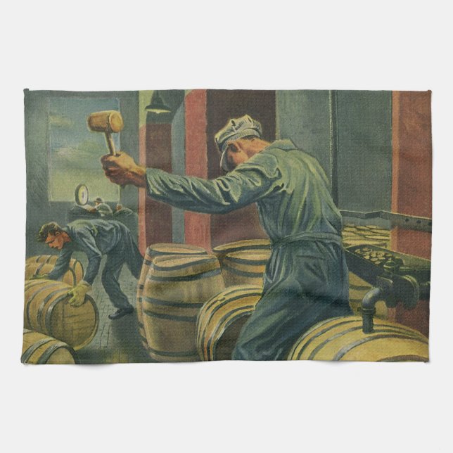 Vintages Geschäft, Weinherstellung Weinkeller Geschirrtuch (Horizontal)