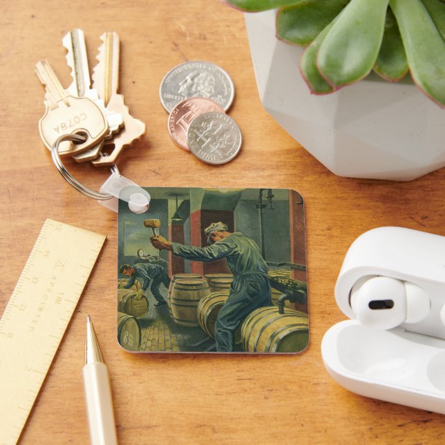 Vintages Geschäft, Weinherstellung Weinkeller Schlüsselanhänger (Schreibtisch)