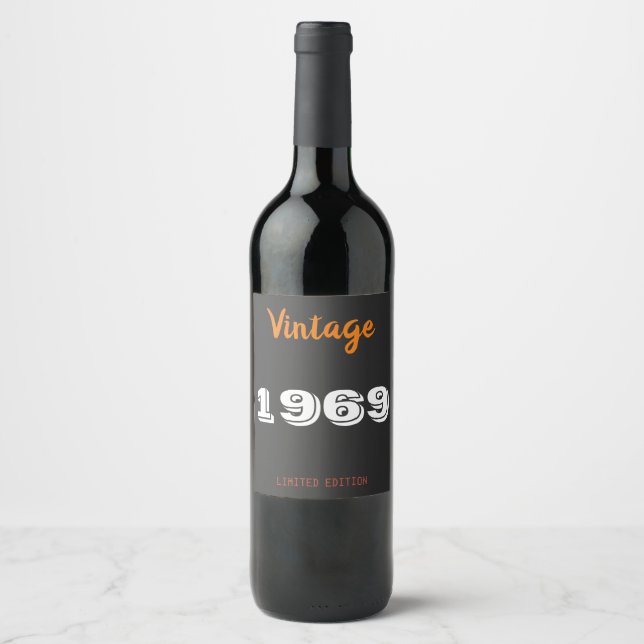 Vintages Geschenk in limitierter Auflage von 1969  Weinetikett (Vorderseite)