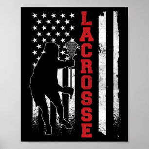Vintages Geschenk Lacrosse American Flag Lax - Uni Poster