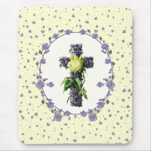 Vintages Geschenk mit Blumenkreuz Mousepad