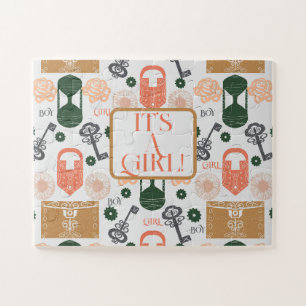 Vintages Geschlecht offenbart Baby Shower Girl Puzzle