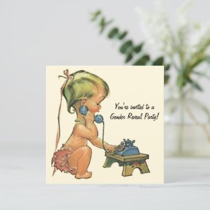 Vintages Geschlecht zeigt Babydusche Party Einladu Einladung