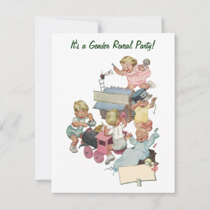 Vintages Geschlecht zeigt Babydusche Party Einladu Einladung