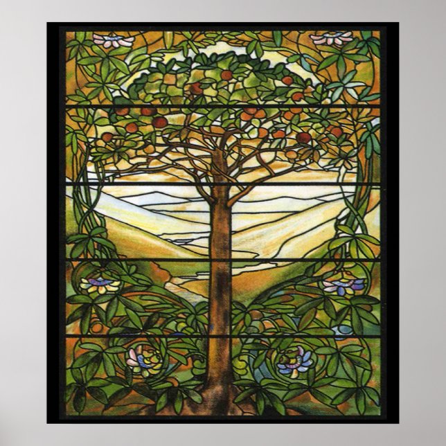 Vintages gestanztes Glass Muster Apple Tree Art Pr Poster (Vorne)