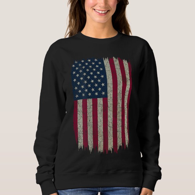 Vintages gestörtes Design der amerikanischen Flagg Sweatshirt (Vorderseite)