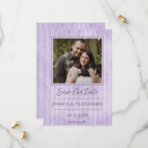 Vintages gestreiftes Foto SAVE THE DATE LILA
