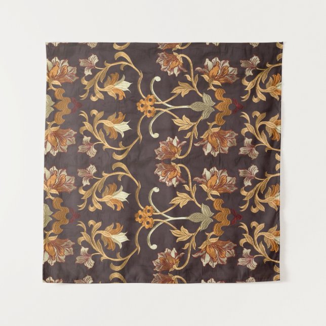 Vintages Gewebe mit bestickten Blume, Rücken Wandteppich (Vorderseite)