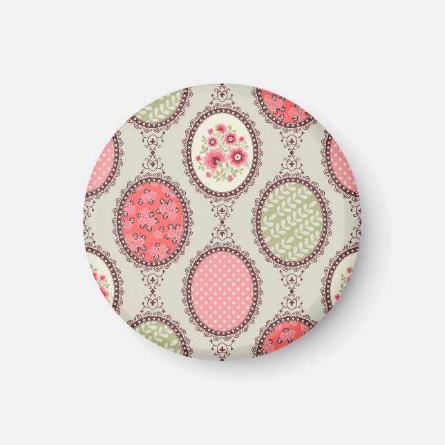 Vintages Gewebe: Patchwork Nahtloses Design. Magnet (Vorne)