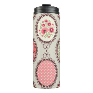 Vintages Gewebe: Patchwork Nahtloses Design. Thermosbecher