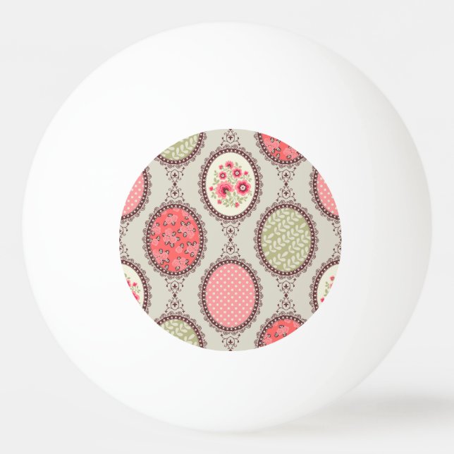 Vintages Gewebe: Patchwork Nahtloses Design. Tischtennisball (Vorderseite)