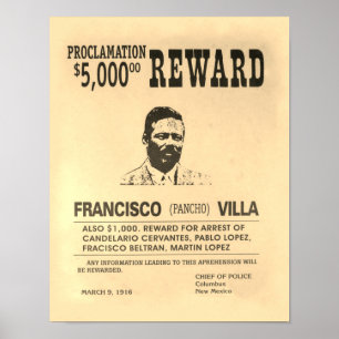 Vintages Gewollt Poster Pancho Villa Prämie