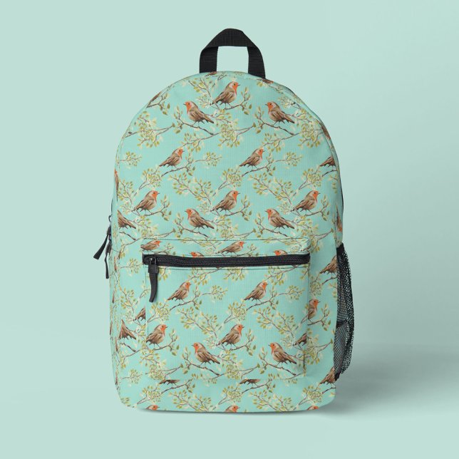 Vintages gezeichnetes europäisches Vogelmuster Bedruckter Rucksack (Vintage Robin Pattern Backpack)