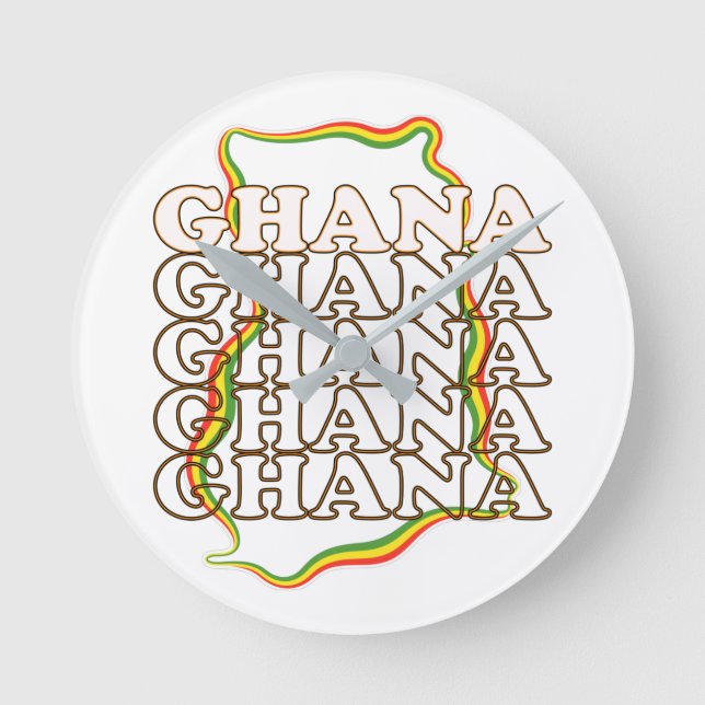 Vintages Ghana Landkarte Souvenir Runde Wanduhr (Vorderseite)