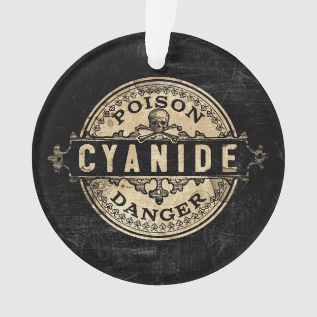 Vintages Giftetikett mit Cyanide Ornament (Vorderseite)