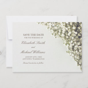Vintages Gipskraut Hochzeit speichern Sie das Datu Save The Date
