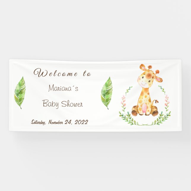 Vintages Giraffe Baby Showbanner Banner (Horizontal)