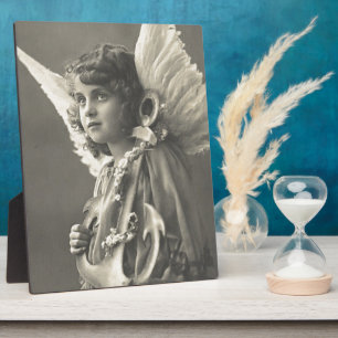 Vintages Girl Angel Symbol des Hope 1900s Anchor Fotoplatte