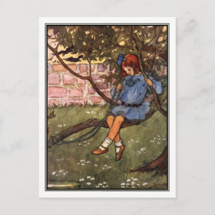 Vintages Girl in Tree von Florence Harrison Postkarte