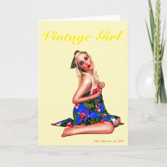 Vintages Girl Niedlich Retro Pinup Girl Grußkarte Karte (Vorderseite)