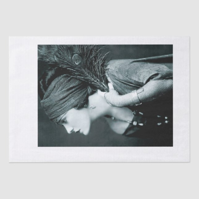 Vintages Girl & Peacock FeatherTissue-Papier der 2 Seidenpapier (Vorderseite)