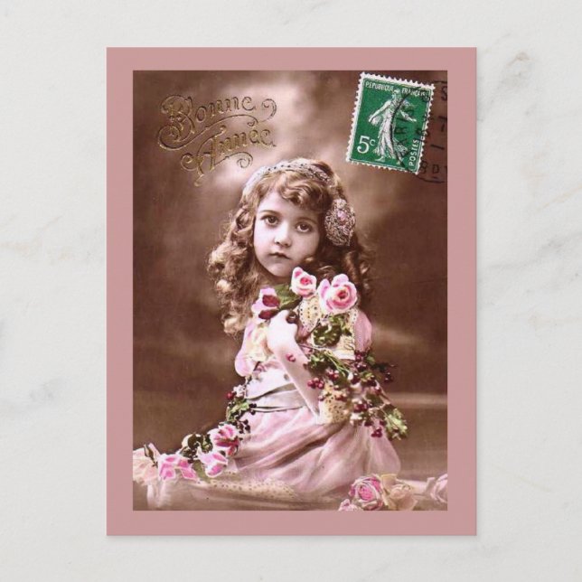 Vintages Girl Portrait Postkarte (Vorderseite)