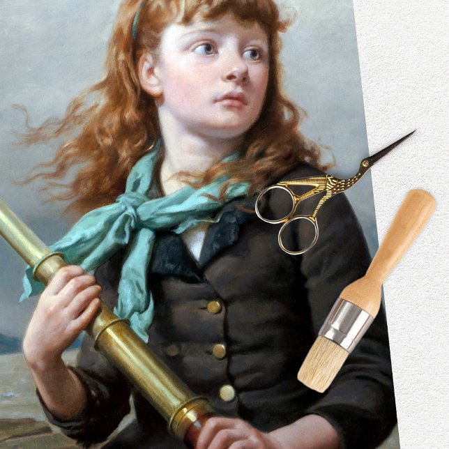 Vintages Girl-Spyglass-Tissue Seidenpapier (Von Creator hochgeladen)