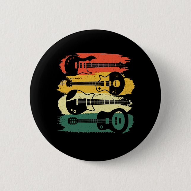 Vintages Gitarrengeschenk für Men Women Music Band Button (Vorderseite)