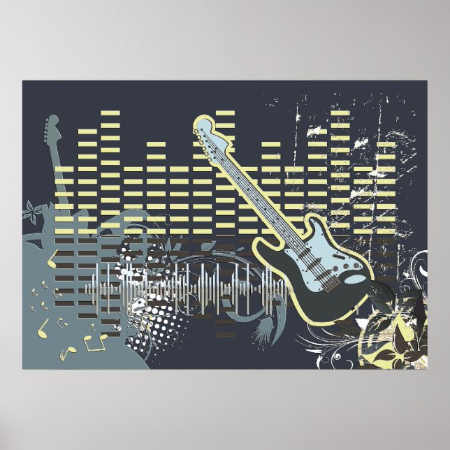 Vintages Gitarrenmusikposter Poster (Vorne)