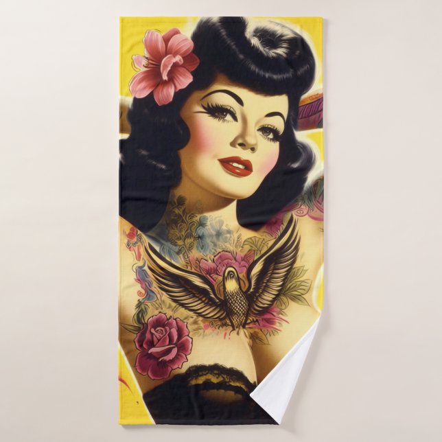 Vintages Glam-Button Badehandtuch (Badehandtuch)