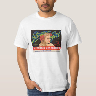 Vintages Glamour-Mädchen-Aufkleber-Shirt T-Shirt