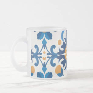 Vintages Glas Tumbler Set - Blau und braun Mattglastasse