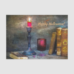 Vintages Glück Halloween Red Candle & Old Books Seidenpapier